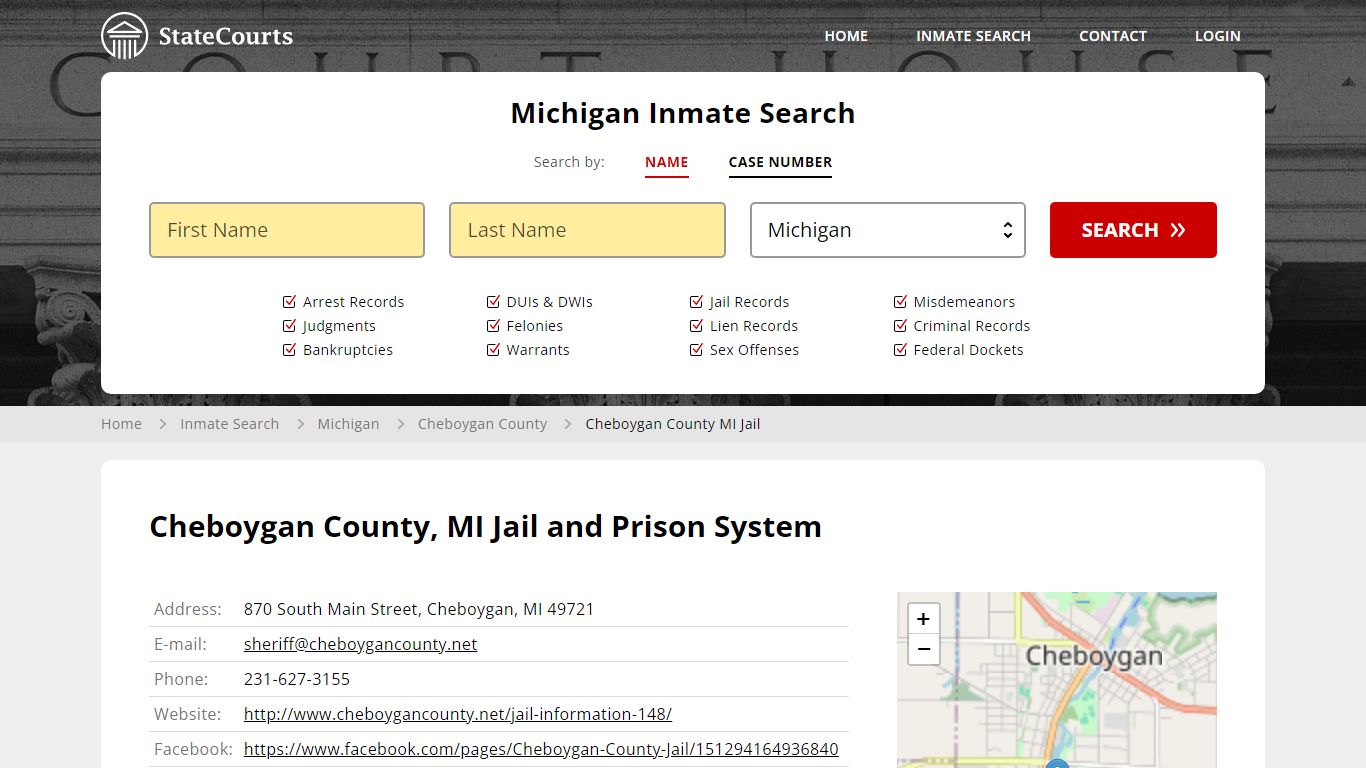 Cheboygan County MI Jail Inmate Records Search, Michigan - StateCourts