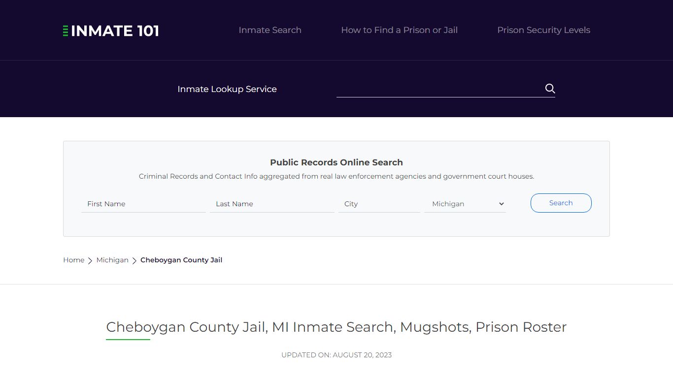 Cheboygan County Jail, MI Inmate Search, Mugshots, Prison Roster